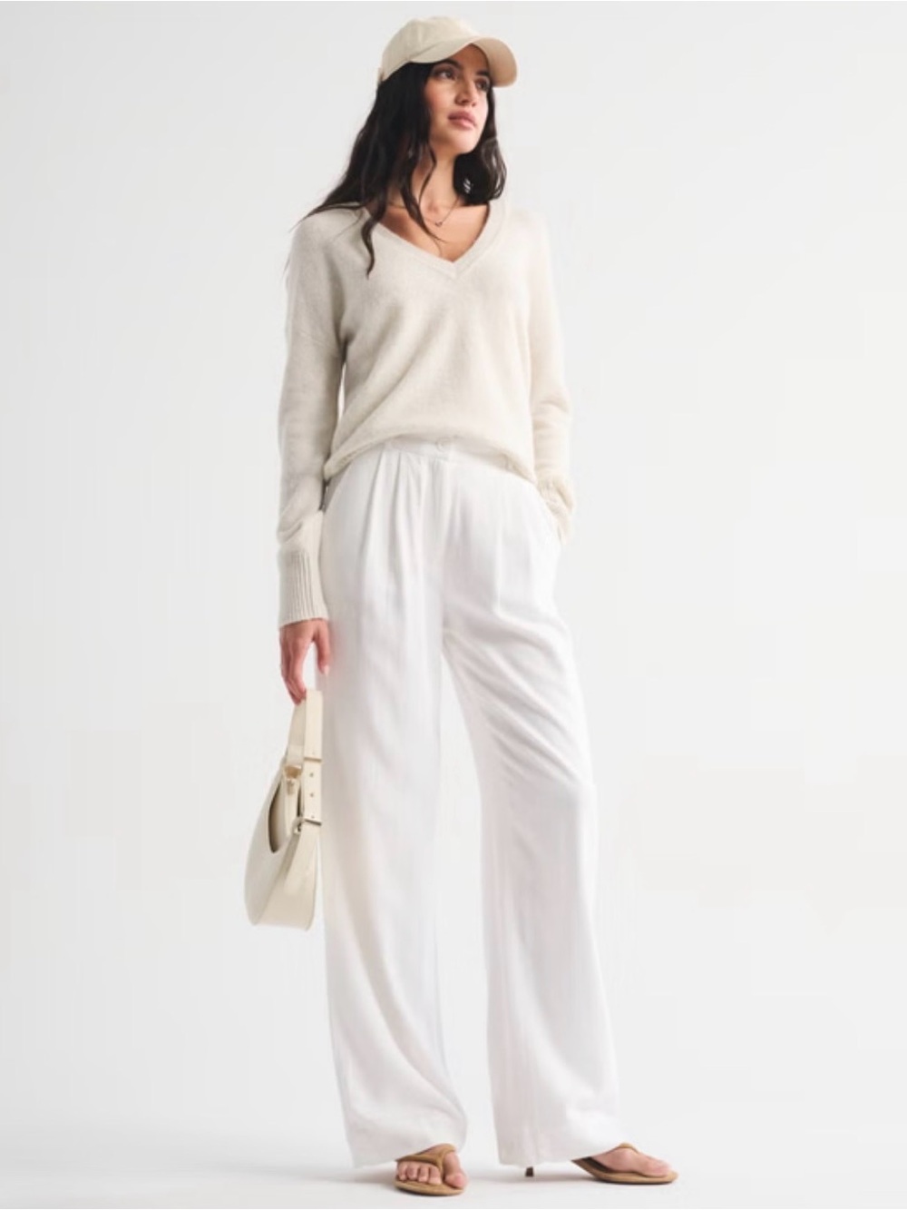 Abercrombie and Fitch Linen-Blend Tailored Wide Leg Pant